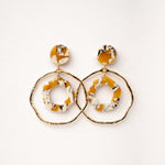 Load image into Gallery viewer, Meesha - Gold &amp; Marble Pattern Round Statement Earring
