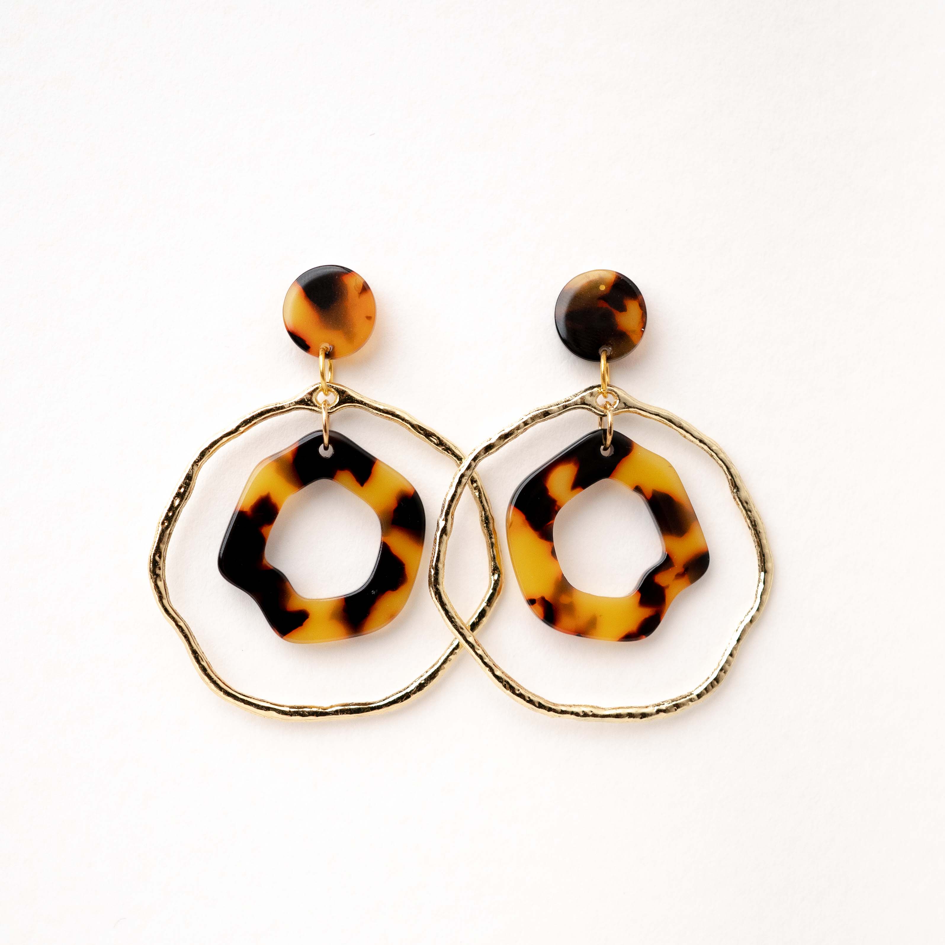 Meesha - Gold & Marble Pattern Round Statement Earring