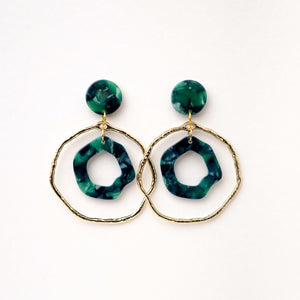 Meesha - Gold & Marble Pattern Round Statement Earring